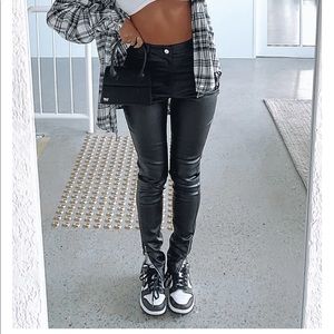 White fox boutique leather pants